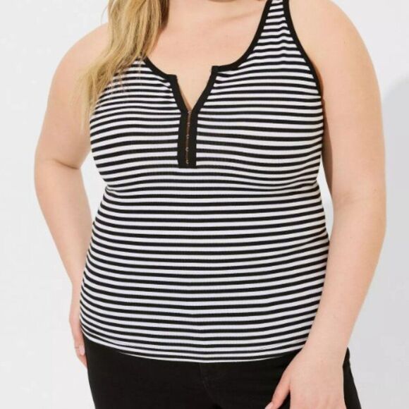 Torrid Super Soft Rib Hook And Eye Striped Tank Top 0681 - Picture 2 of 13